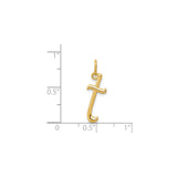 14k Yellow Gold Letter T Pendant Charm, Polished Lowercase Initial, Dainty Modern Design