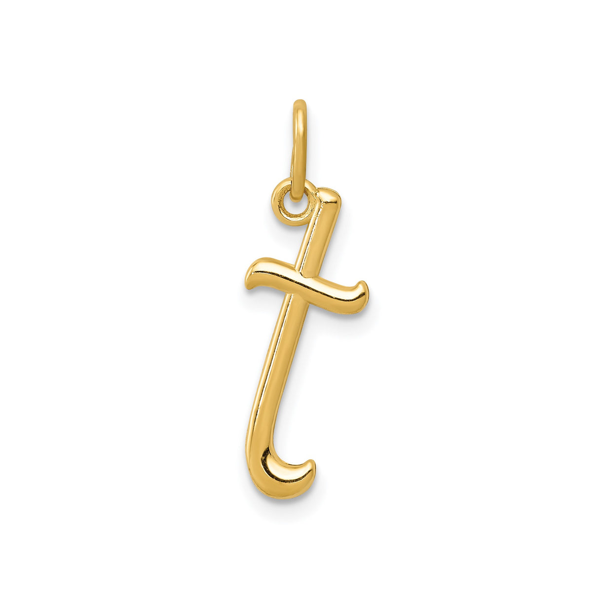 14k Yellow Gold Letter T Pendant Charm, Polished Lowercase Initial, Dainty Modern Design
