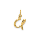 14k Yellow Gold Script Initial A Pendant Charm, Cursive Letter Design for Women