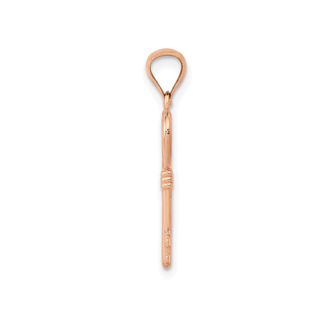 14k Rose Gold Heart Key Pendant, Romantic Heart Design, Delicate Feminine Charm