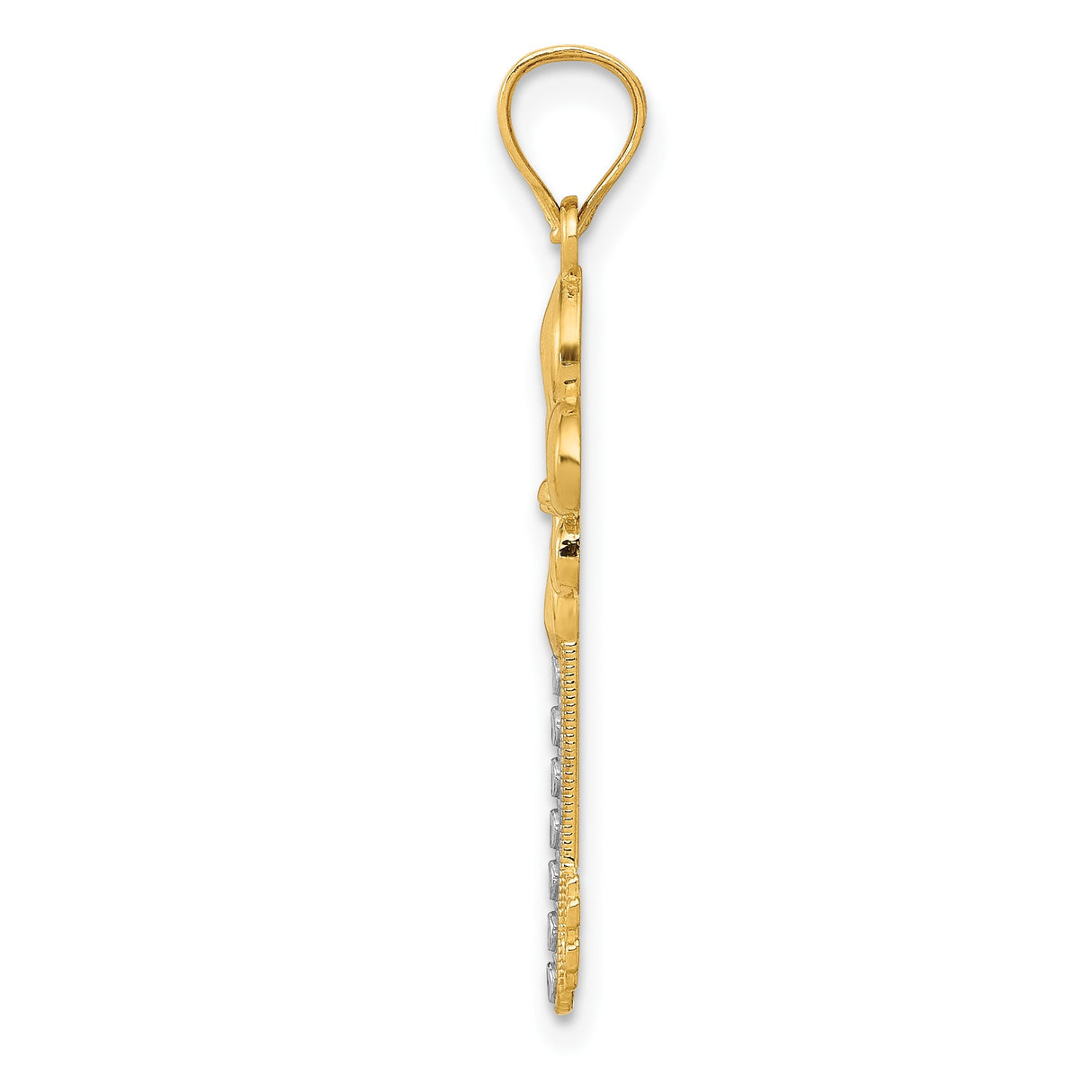 14k Multi-Tone Gold Fleur-de-Lis Key Pendant, French Symbolic Design for Women