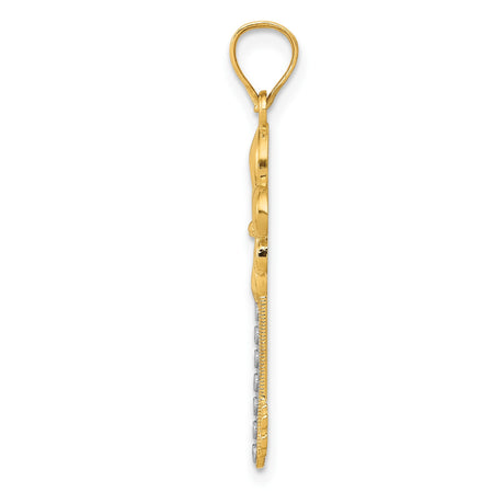 14k Multi-Tone Gold Fleur-de-Lis Key Pendant, French Symbolic Design for Women