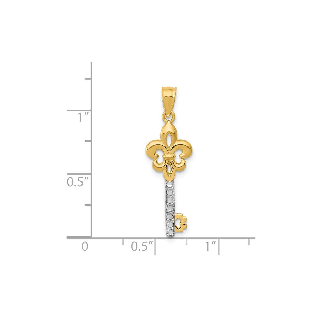 14k Multi-Tone Gold Fleur-de-Lis Key Pendant, French Symbolic Design for Women