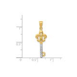 14k Multi-Tone Gold Fleur-de-Lis Key Pendant, French Symbolic Design for Women