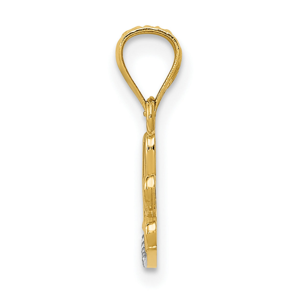 14k Multi-Tone Gold Love Pendant with Heart Script and Diamond Cut Accents for Women