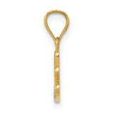 14k Multi-Tone Gold Love Pendant with Heart Script and Diamond Cut Accents for Women