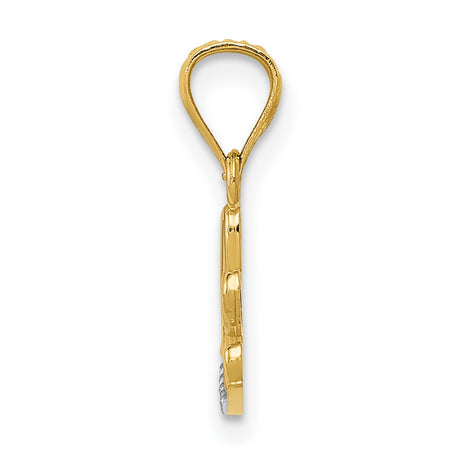 14k Multi-Tone Gold Love Pendant with Heart Script and Diamond Cut Accents for Women