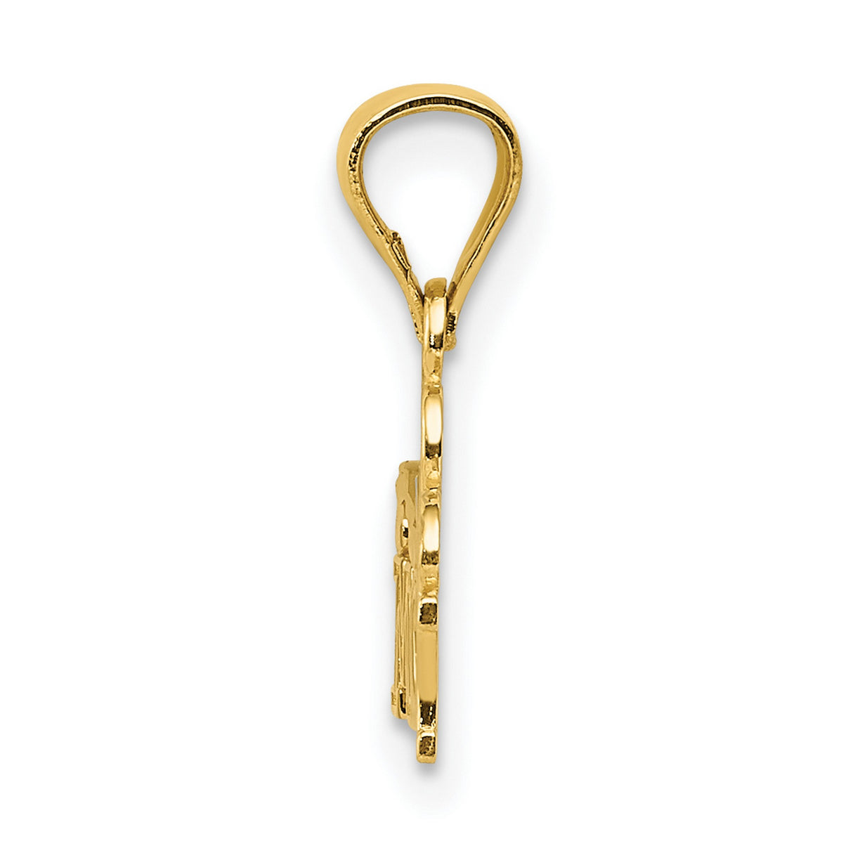 14k Yellow Gold I Heart Mommy Pendant with Swirl Accents, Sentimental Mom Charm