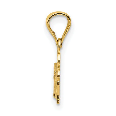 14k Yellow Gold I Heart Mommy Pendant with Swirl Accents, Sentimental Mom Charm