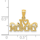 14k Yellow Gold I Heart Mommy Pendant with Swirl Accents, Sentimental Mom Charm