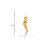 14k Yellow Gold Italian Horn Pendant, Cornicello Good Luck and Protection Amulet
