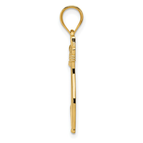 Diamond Cat 20x9 mm Charm Pendant in Real 14k Yellow Gold