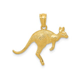 14k Yellow Gold Kangaroo Pendant, Detailed Animal Charm, Australia Wildlife Theme
