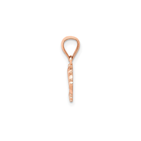 14k Rose Gold Crown Pendant with Openwork Royal Design, Princess Inspired Charm for Women