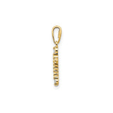 14k Yellow Gold Cross Pendant with Cubic Zirconia and Beaded Detailing for Women