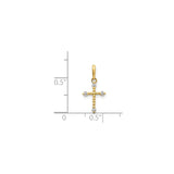 14k Yellow Gold Cross Pendant with Cubic Zirconia and Beaded Detailing for Women