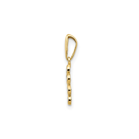 14k Yellow Gold Cross Pendant with Cubic Zirconia, Polished Christian Symbol for Women