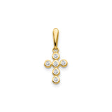 14k Yellow Gold Cross Pendant with Cubic Zirconia, Polished Christian Symbol for Women