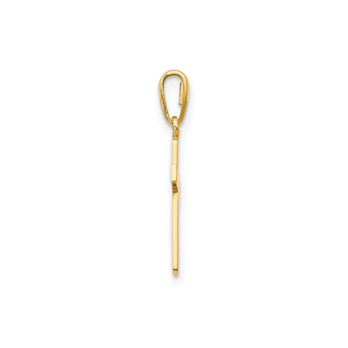 14k Yellow Gold Cross Pendant, Polished Minimalist Christian Charm for Women or Unisex Wear
