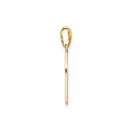 14k Yellow Gold Cross Pendant, Polished Minimalist Christian Charm for Women or Unisex Wear