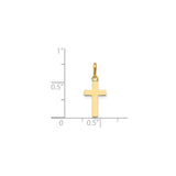 14k Yellow Gold Cross Pendant, Polished Minimalist Christian Charm for Women or Unisex Wear