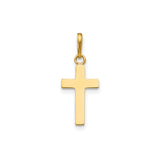 14k Yellow Gold Cross Pendant, Polished Minimalist Christian Charm for Women or Unisex Wear