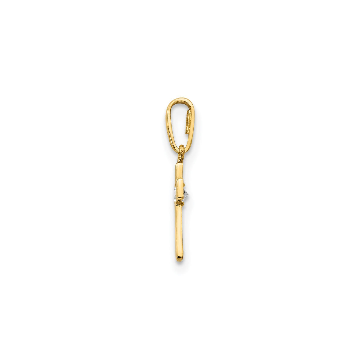 14k Yellow Gold Cross Pendant with Cubic Zirconia, Religious Christian Jewelry for Women or Unisex Wear