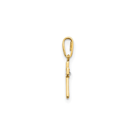 14k Yellow Gold Cross Pendant with Cubic Zirconia, Religious Christian Jewelry for Women or Unisex Wear