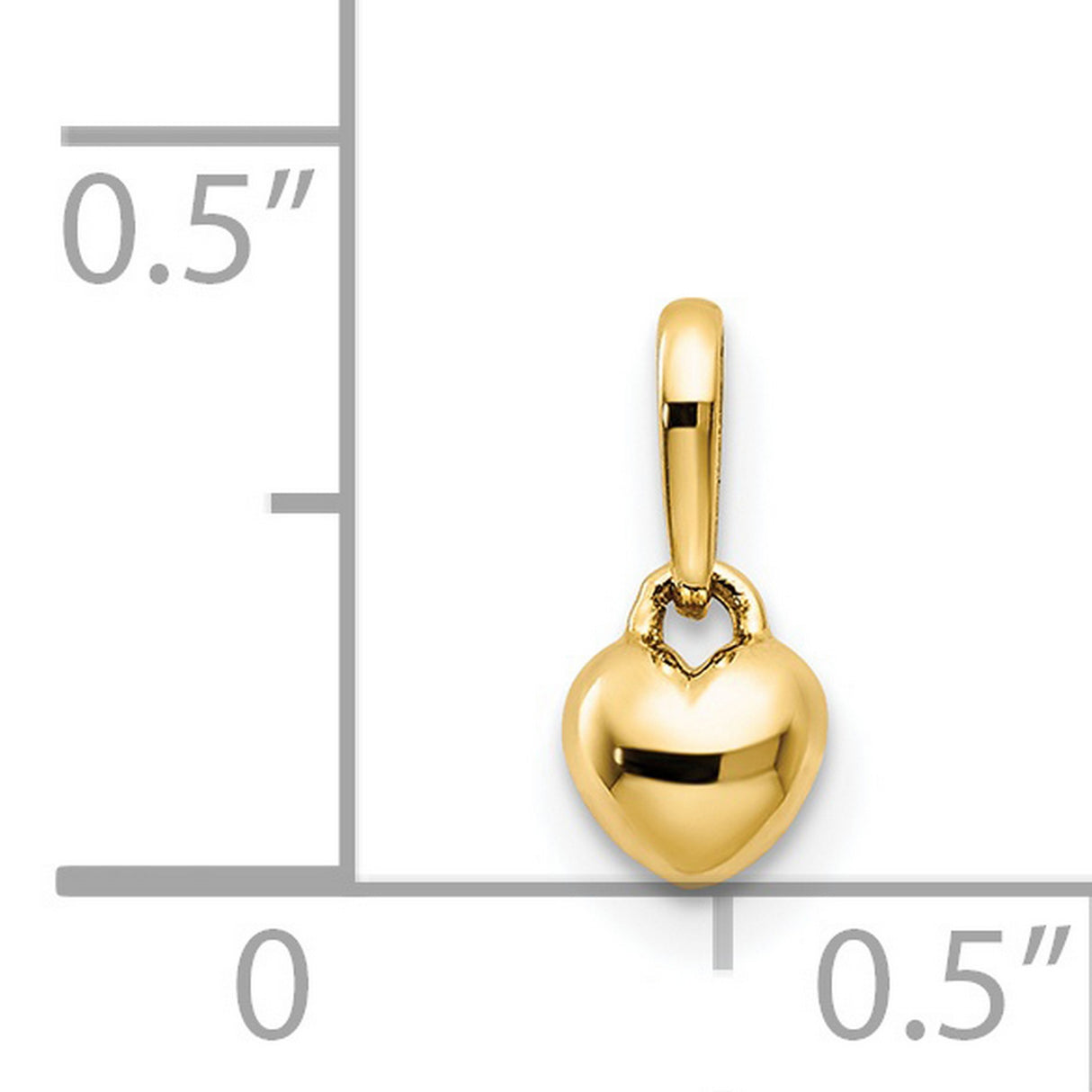 14k Yellow Gold Heart Pendant Charm, Puffy Heart Design with Polished Finish