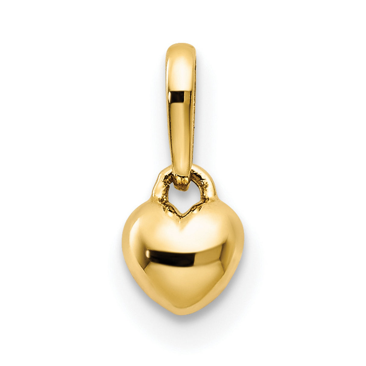 14k Yellow Gold Heart Pendant Charm, Puffy Heart Design with Polished Finish