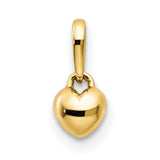 14k Yellow Gold Heart Pendant Charm, Puffy Heart Design with Polished Finish
