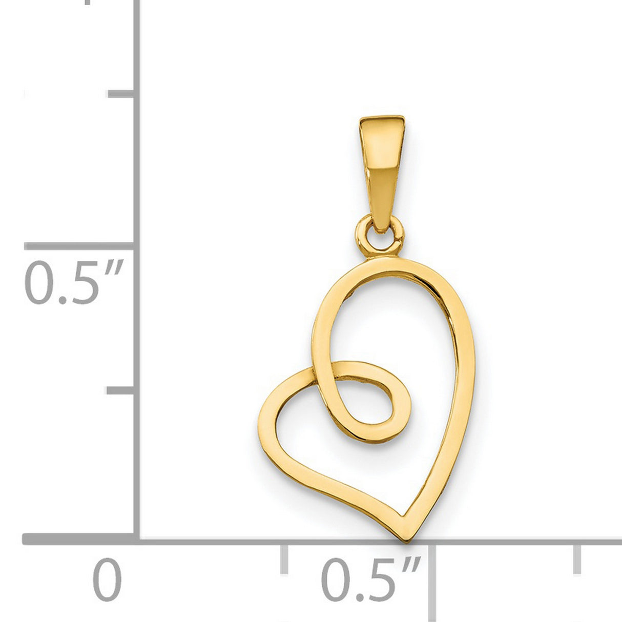 Childrens Heart Charm Pendant in Real 14k Yellow Gold
