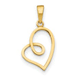Childrens Heart Charm Pendant in Real 14k Yellow Gold