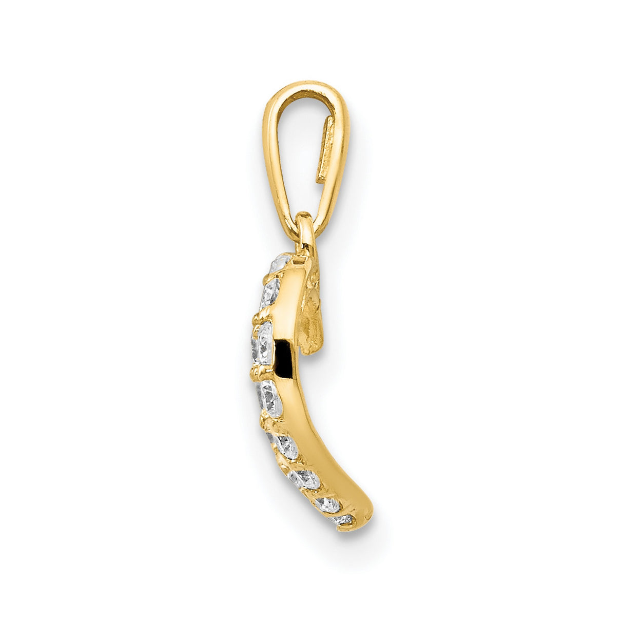 14k Yellow Gold Heart Pendant with Hollow Center and Cubic Zirconia for Women