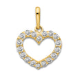 14k Yellow Gold Heart Pendant with Hollow Center and Cubic Zirconia for Women