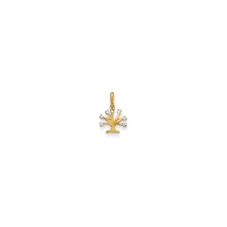 14k Yellow Gold Tree of Life Pendant with Cubic Zirconia Accents, Symbol of Growth and Strength
