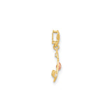 14k Two Tone Gold Rocking Horse Pendant with Cubic Zirconia, Diamond Cut Accents, Rose Gold Heart