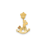 14k Two Tone Gold Rocking Horse Pendant with Cubic Zirconia, Diamond Cut Accents, Rose Gold Heart