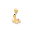 14k Two Tone Gold Rocking Horse Pendant with Cubic Zirconia, Diamond Cut Accents, Rose Gold Heart