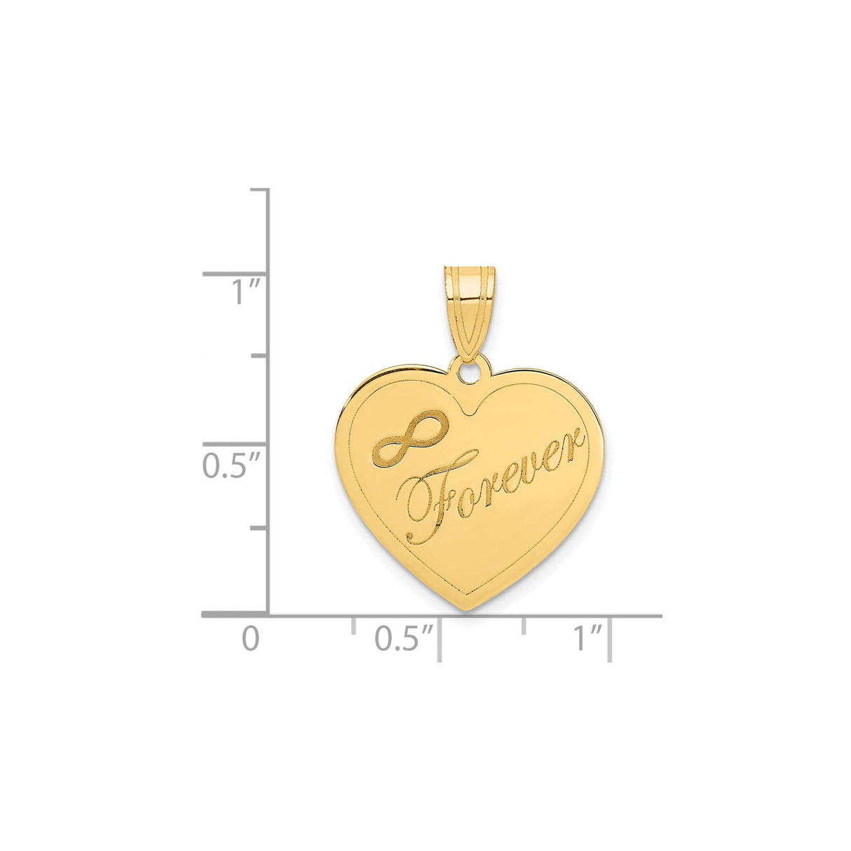 14k Yellow Gold Heart Pendant with Infinity Symbol and Forever Word for Women