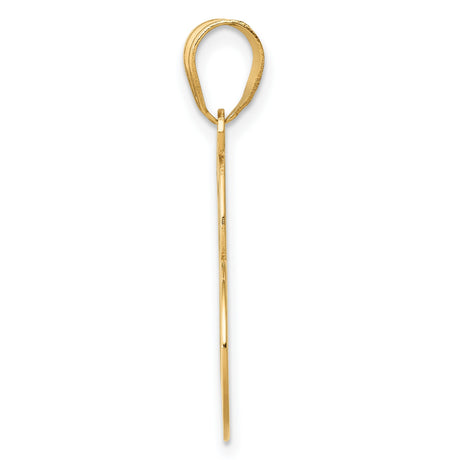 Heart With Cut-Out Awareness Ribbon Design Charm Pendant in Real 14k Yellow Gold