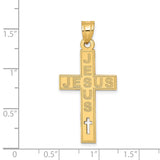 Laser Cut Intersecting Jesus Words Latin Cross Charm Pendant in Real 14k Yellow Gold