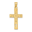 Laser Cut Intersecting Jesus Words Latin Cross Charm Pendant in Real 14k Yellow Gold