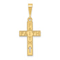 Laser Cut Intersecting Faith Words Latin Cross Charm Pendant in Real 14k Yellow Gold