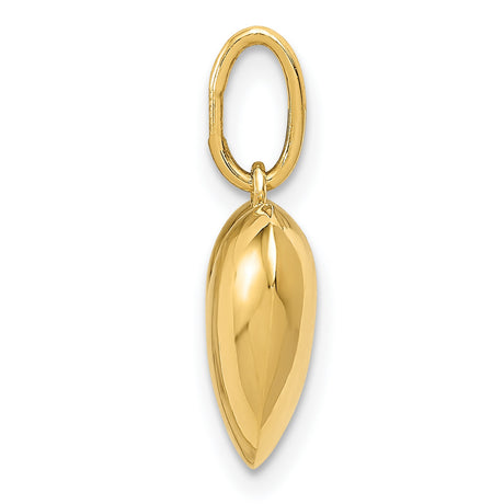 14k Yellow Gold Heart Pendant Charm, Puffed Smooth Polished Finish, Classic Romantic Design