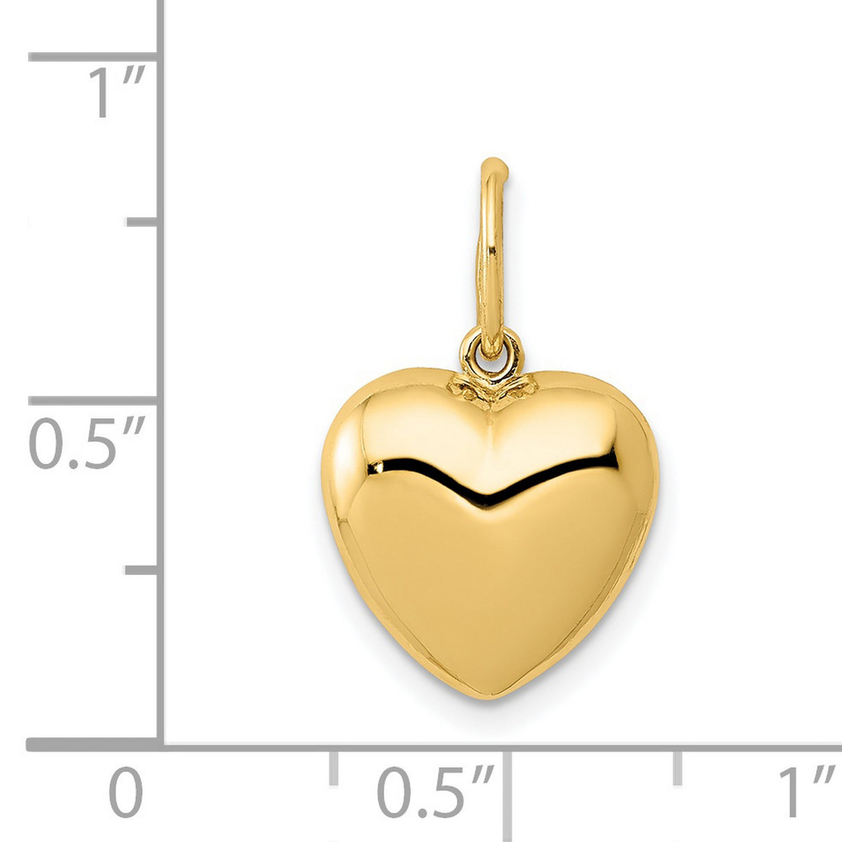 14k Yellow Gold Heart Pendant Charm, Puffed Smooth Polished Finish, Classic Romantic Design