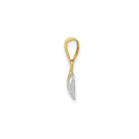 14k Yellow and Rhodium Gold Double Heart Pendant with Interlocked Hearts for Women
