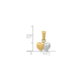 14k Yellow and Rhodium Gold Double Heart Pendant with Interlocked Hearts for Women