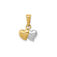14k Yellow and Rhodium Gold Double Heart Pendant with Interlocked Hearts for Women