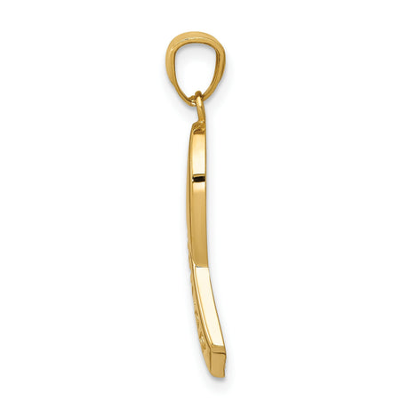 14k Yellow Gold Awareness Ribbon Pendant with Survivor Engraving, Cancer Support Charm